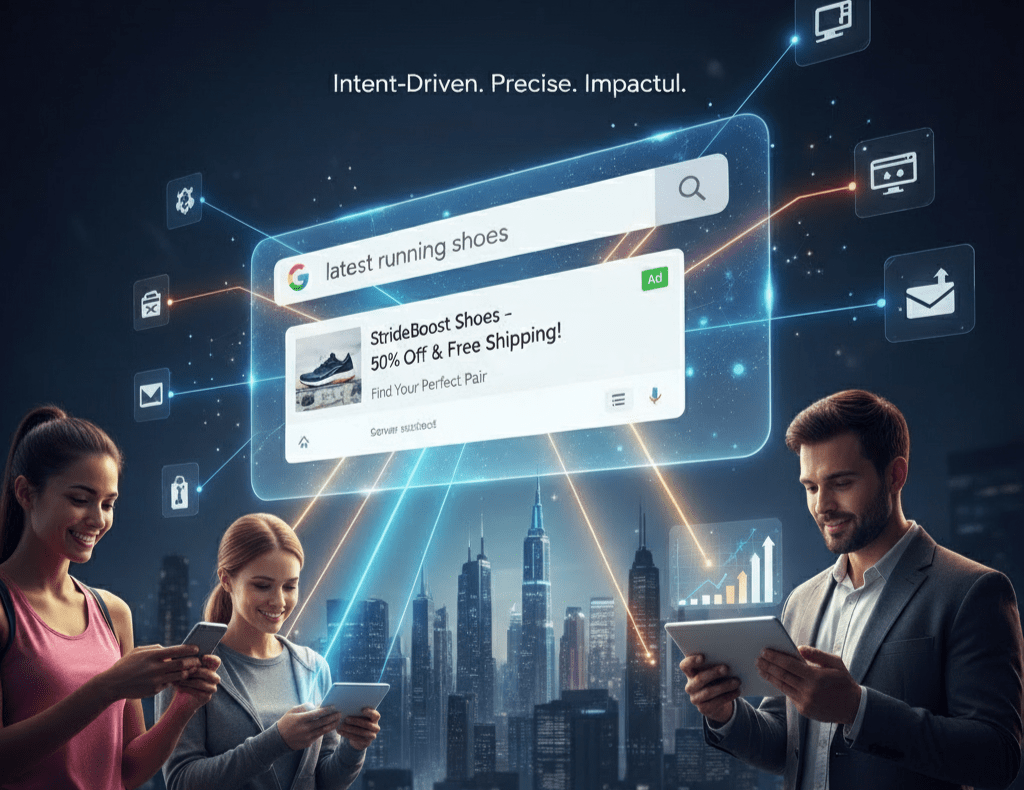 When someone searches on Google, it is quite obvious that they are already requiring something, and that’s your perfect cue to appear at the right time with the right message